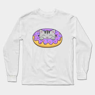 Yummu Purple Donut Cat Long Sleeve T-Shirt